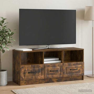 vidaXL TV Kast met lade Gerookt eiken 102 x 34,5 x 47 cm, Verzenden