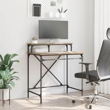 vidaXL Bureau Artisan Eiken 80 x 50 x 90 cm Bewerkt hout, Verzenden