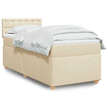 vidaXL Boxspring met matras stof crèmekleurig 80x200 cm, Verzenden, Nieuw