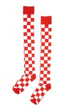Lange Sokken Rood Wit Geblokt 36-44 Kniekousen Carnaval Brab, Ophalen of Verzenden, Nieuw