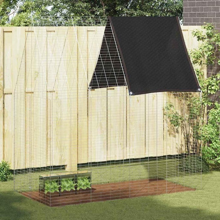 vidaXL Konijnenkooi zilver 200 x 100 x 210 cm Gegalvaniseerd, Dieren en Toebehoren, Knaagdieren en Konijnen | Hokken en Kooien
