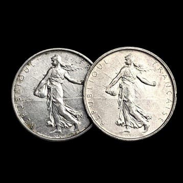 Frankrijk. Silver 2x 5 Francs (Semeuse) Coins 1962/1963, Postzegels en Munten