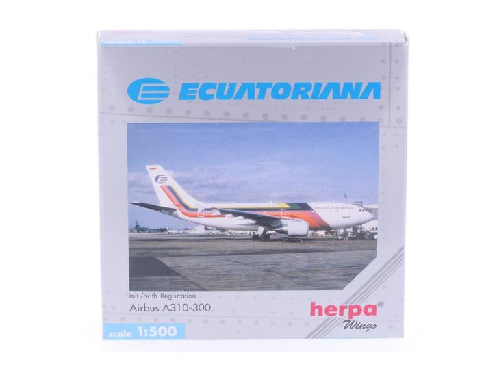 Schaal 1:500 Herpa 501118 Ecuatoriana Airbus A310-300 Reg..., Hobby en Vrije tijd, Modelbouw | Vliegtuigen en Helikopters, Gebruikt