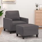 vidaXL Fauteuil met voetenbank / zetel 60 cm kunstleer grijs, Huis en Inrichting, Zetels | Zetels, Verzenden, Nieuw