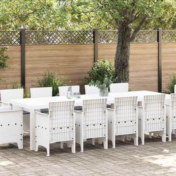 vidaXL Tuin Eettafel Set 13 st Wit Synthetisch riet en, Verzenden, Nieuw