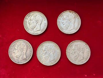 België. Leopold II. 5 Francs 1869/1874