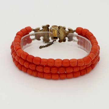 Armband - 14 karaat Geel goud - Bloedkoraal, Nieuw