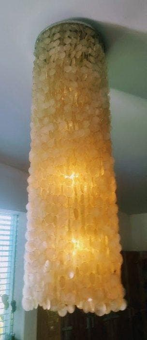 Plafondlamp - Schelp, Metaal, Plastic, Antiek en Kunst, Antiek | Verlichting
