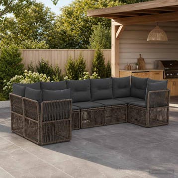 vidaXL Tuinbank Set 7 st 7-Aantal zitplaatsen Grijs poly, Verzenden, Nieuw