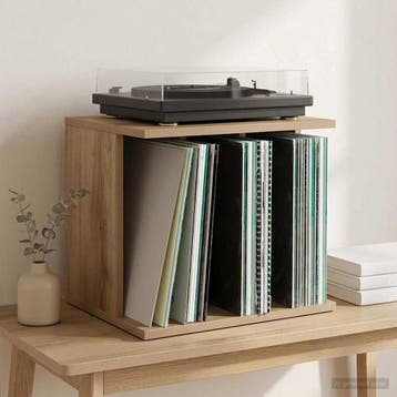 vidaXL Vinyl Platen Opslag Artisanaal eiken 42 x 33 x 36 cm, Verzenden, Nieuw