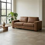 Leren bank Enjoy - 2,5 zits - Kenia Brown (bruin) - Poten, Nieuw, Ophalen of Verzenden, Modern, 200 tot 250 cm