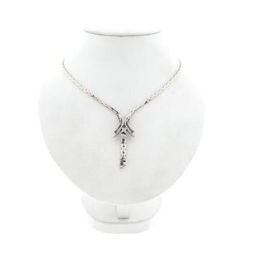 Witgouden ketting met vaste hanger; Saffier, Handtassen en Accessoires, Kettingen, Gebruikt, Ophalen of Verzenden, Met edelsteen