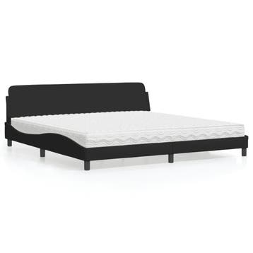 vidaXL Bed met matras Dover stof zwart 200x200 cm, Verzenden, Nieuw