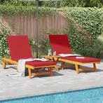 vidaXL Ligstoel 2-persoon 3 pcs Bruin Massief Acacia Hout, Tuin en Terras, Verzenden, Nieuw