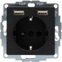 KOPP Wandcontactdoos Athenis HK07 Mat Zwart | 1-voudig Stopc, Verzenden