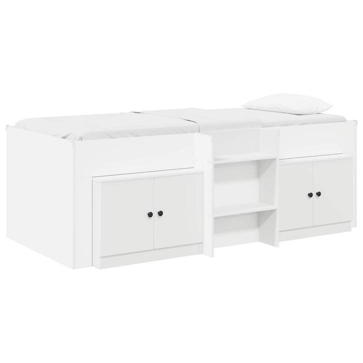 vidaXL Loft Bed Frame met Kast met opslag 3 pcs Wit Bewerkt, Huis en Inrichting, Slaapkamer | Bedden, Nieuw, Verzenden