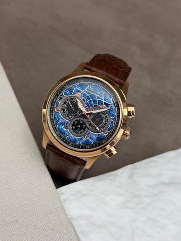 Heritor - Automatic Apostle - Day/Date - Blue/Gold - Zonder, Nieuw