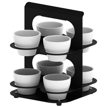 Serveerdisplay | Zwart | 2 Niveaus | Incl. 8 Schaaltjes, Verzenden, Nieuw in verpakking