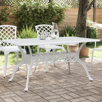 vidaXL Tuintafel 150x90x72 cm gietaluminium wit, Tuin en Terras, Tuintafels, Verzenden, Nieuw