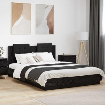 vidaXL Bedframe met Hoofdbord Zwart Eiken 120 x 200 cm, Verzenden, Nieuw