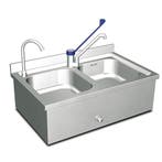 Handwasbak | Dubbel | Wandmontage | 1x Kniebediening |, Verzenden, Nieuw in verpakking