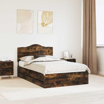 vidaXL Bedframe met lade Gerookte Eik 120 x 190 cm, Verzenden, Nieuw