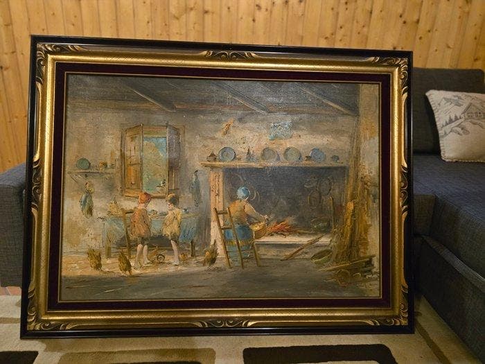 Mario Fattori (1930) - Interno di Cascina, Antiquités & Art, Art | Peinture | Classique