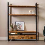 Boekenkast Mangohout Britt 150 cm, Verzenden, Nieuw, Overige houtsoorten, Industriële meubels