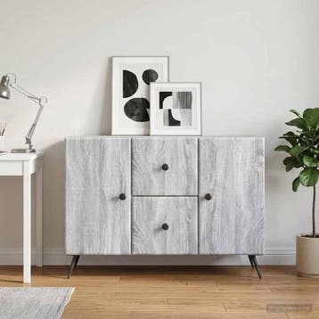 vidaXL Dressoir met lade Grijs sonoma 89 x 34,5 x 60 cm, Verzenden