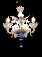 Kroonluchter - Murano-glas in zeldzaam opaalglas en roze