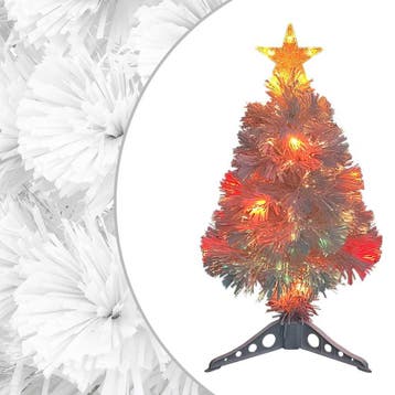 vidaXL Kunstkerstboom met verlichting 64 cm glasvezel wit, Verzenden, Nieuw