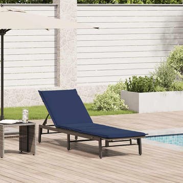 vidaXL Ligstoel met kussen grijs polyrotan, Tuin en Terras, Verzenden, Nieuw
