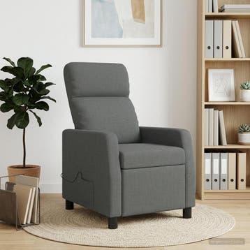 vidaXL Massage Relaxstoel Donkergrijs Stof, Maison & Meubles, Fauteuils, Verzenden
