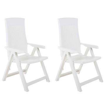 vidaXL Opklapbare ligstoelen, 2 stuks, wit plastic., Verzenden, Nieuw