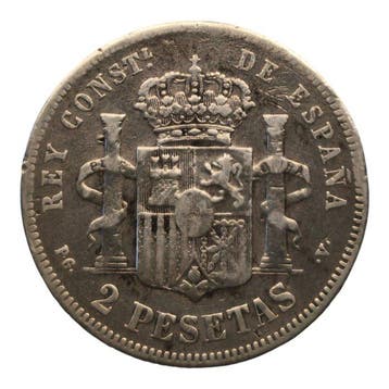 Spanje. 2 Pesetas Alfonso XIII 1894 Madrid