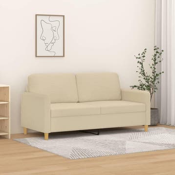 vidaXL Tweezitsbank / zetel 140 cm stof crèmekleurig, Verzenden