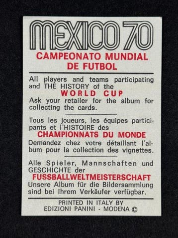 1970 Panini Mexico 70 World Cup, - Germany: Horst Wolter - 1, Nieuw