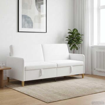 vidaXL Sofa met Opbergruimte Wit 192 x 78 x 87 cm Polyester, Huis en Inrichting, Zetels | Zetels, Verzenden, Nieuw