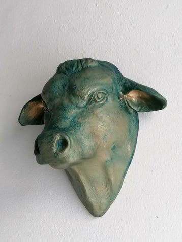 Vanessa Bonino - sculptuur, Bull - bronze effect - 21 cm -
