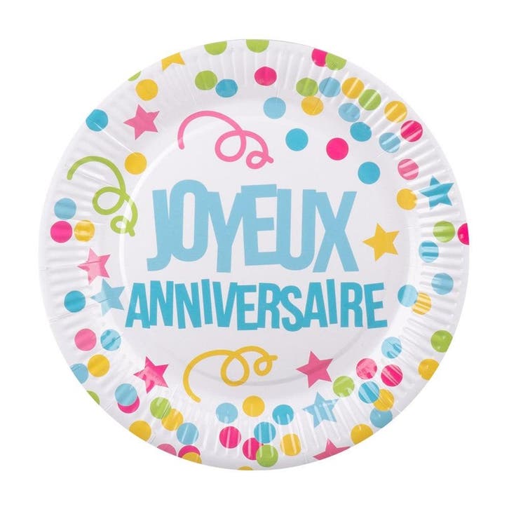 Joyeux Anniversaire Borden 23cm 6st, Hobby en Vrije tijd, Feestartikelen, Nieuw, Verzenden