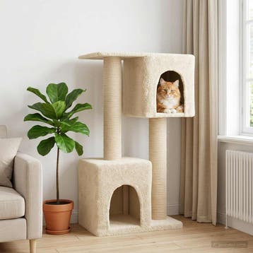 vidaXL Kattentoren met sisal krabpalen Crèmekleurig 114 cm, Verzenden