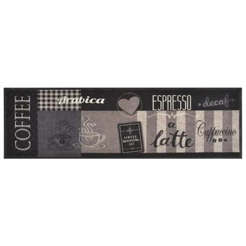 vidaXL Keukenmat wasbaar koffieprint 45x150 cm fluweel zwart, Verzenden, Nieuw