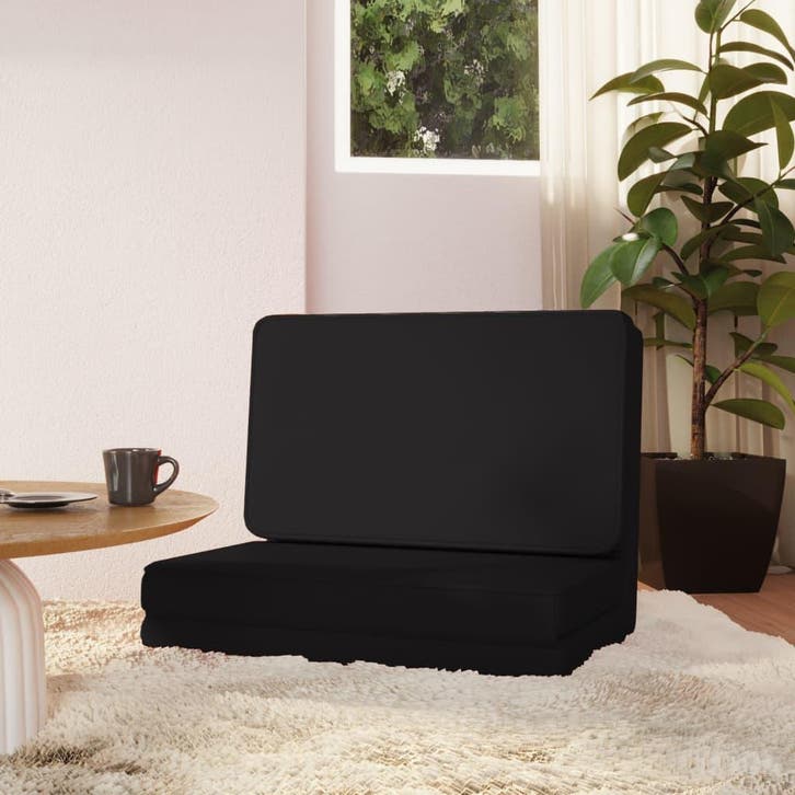 vidaXL Vloerstoel inklapbaar kunstleer zwart, Maison & Meubles, Chaises, Envoi