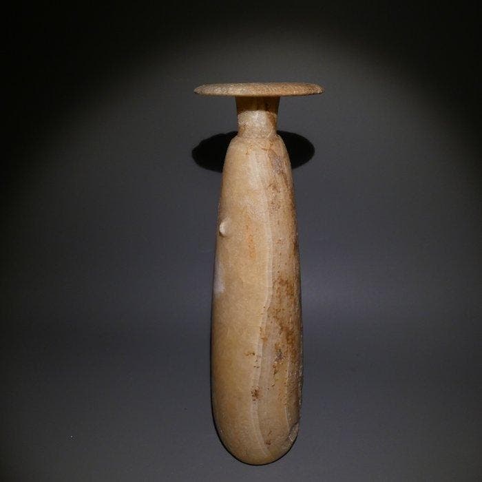 Oud-Egyptisch Albast Grote alabastron. 27,5 cm hoog., Collections, Minéraux & Fossiles