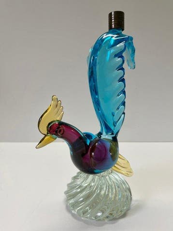 Murano - Tafellamp - Glas - Sommerso - Vogelsculptuur