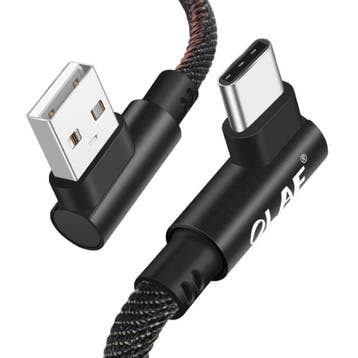 USB-C Oplaadkabel 90° - 2 Meter - Gevlochten Nylon Oplader, Télécoms, Téléphonie mobile | Chargeurs pour téléphone, Verzenden