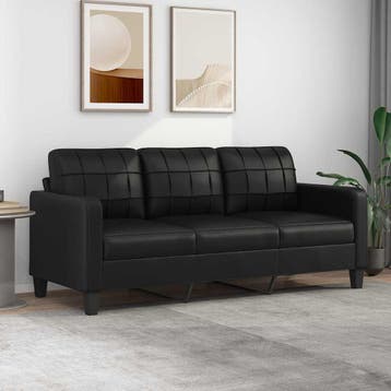 vidaXL Driezitsbank / zetel 180 cm kunstleer zwart, Verzenden, Nieuw