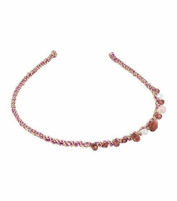 Haarband Diadeem 0,5cm – Facetkralen Gouddraad – Paars, Nieuw