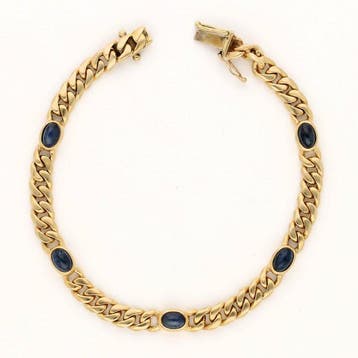 Armband - 14 karaat Geel goud Saffier, Nieuw