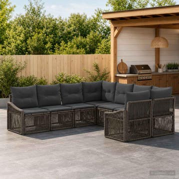 vidaXL Tuinbank Set 8 st 8-Aantal zitplaatsen Grijs poly, Verzenden, Nieuw
